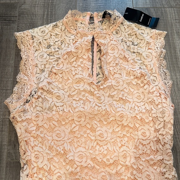 NWT BebeElegant Lace Dress in Peach - Picture 3 of 5
